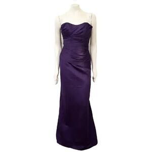 NWT IMPRESSION BRIDAL Ruched Satin Bridesmaid Dress in Eggplant Purple SZ 2